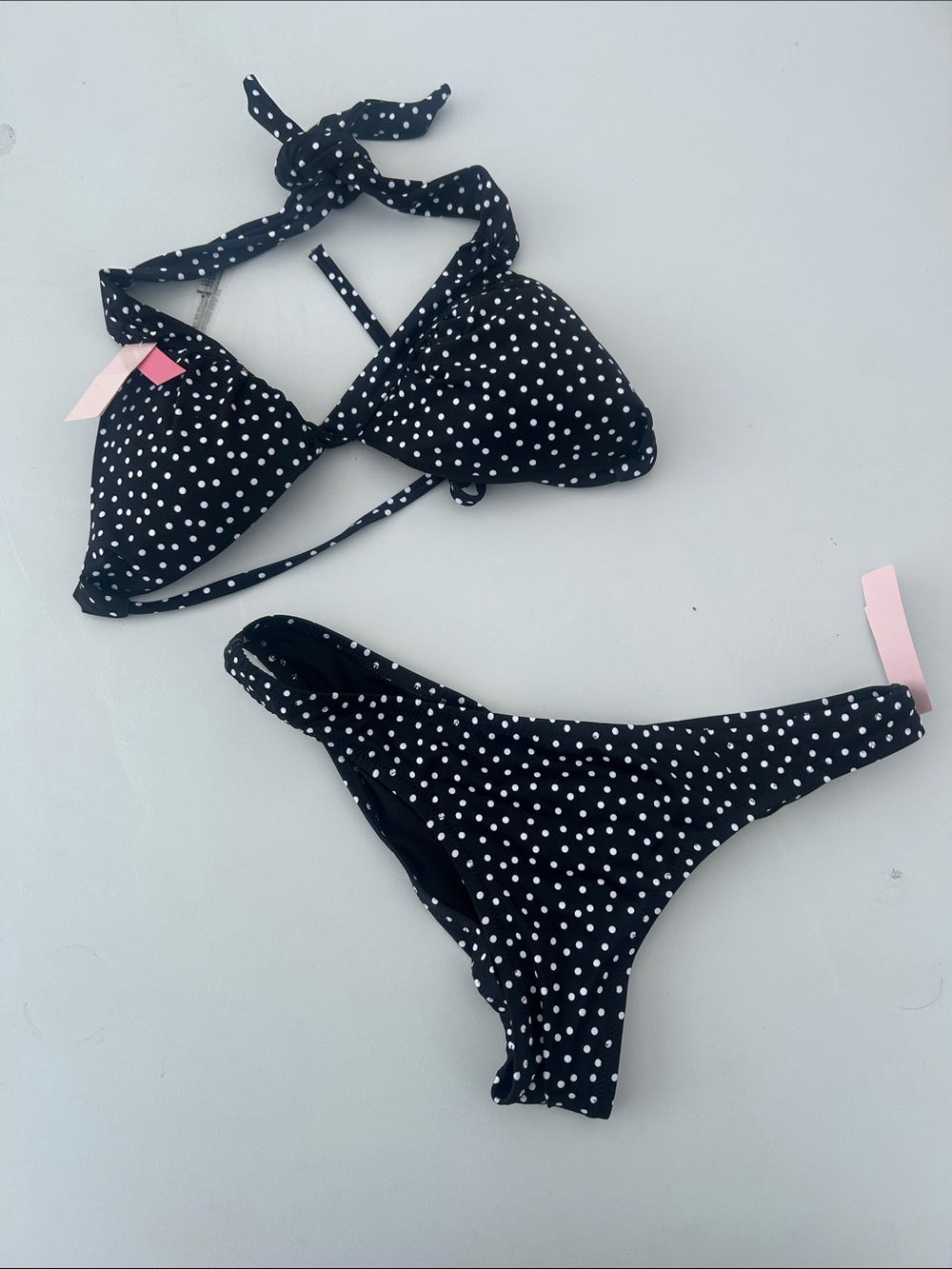 NWT Victorias Secret Black Polka Dot Bikini Set L / M